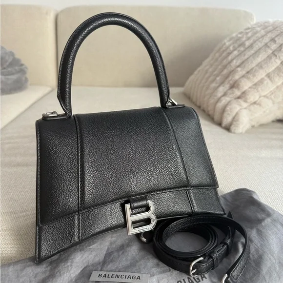 Balenciaga Small Hourglass Bag with Black Grained Calfskin Silver Hardware - Picture 2 of 12